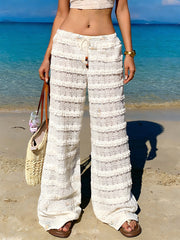 Casual Ruffle Straight Leg Cover Up Pants