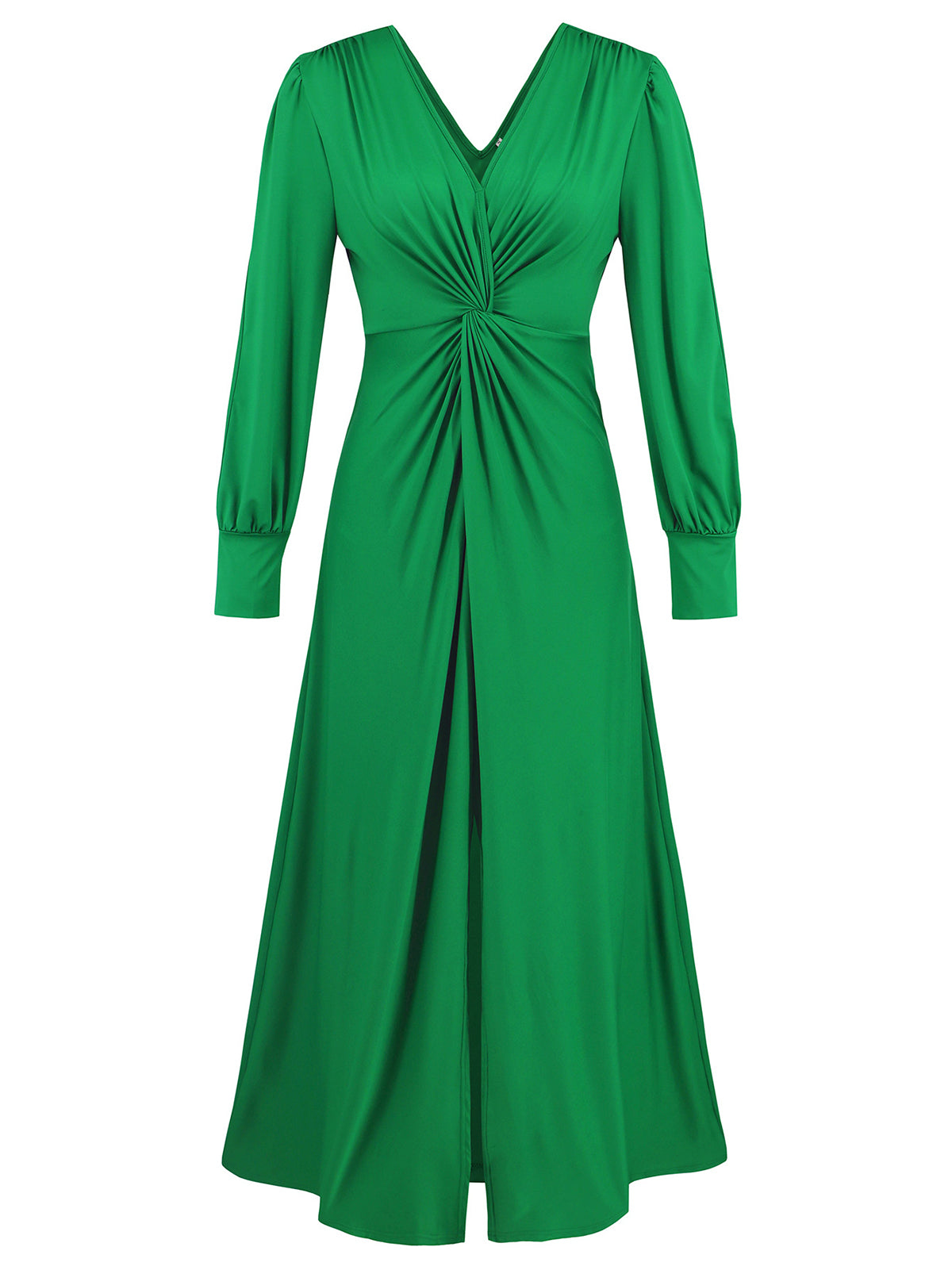 Twist Front V-Neck Cutout Sleeve Maxi Dress