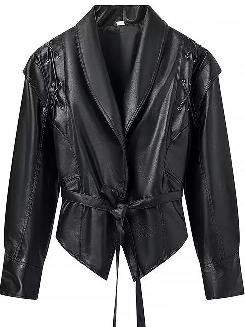 Women's Belted Long Sleeve Jacket-boutique