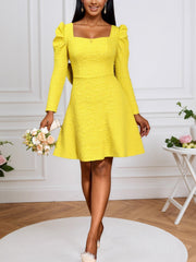 Fashion Square Neck Jacquard Backless Bow Party Dress
