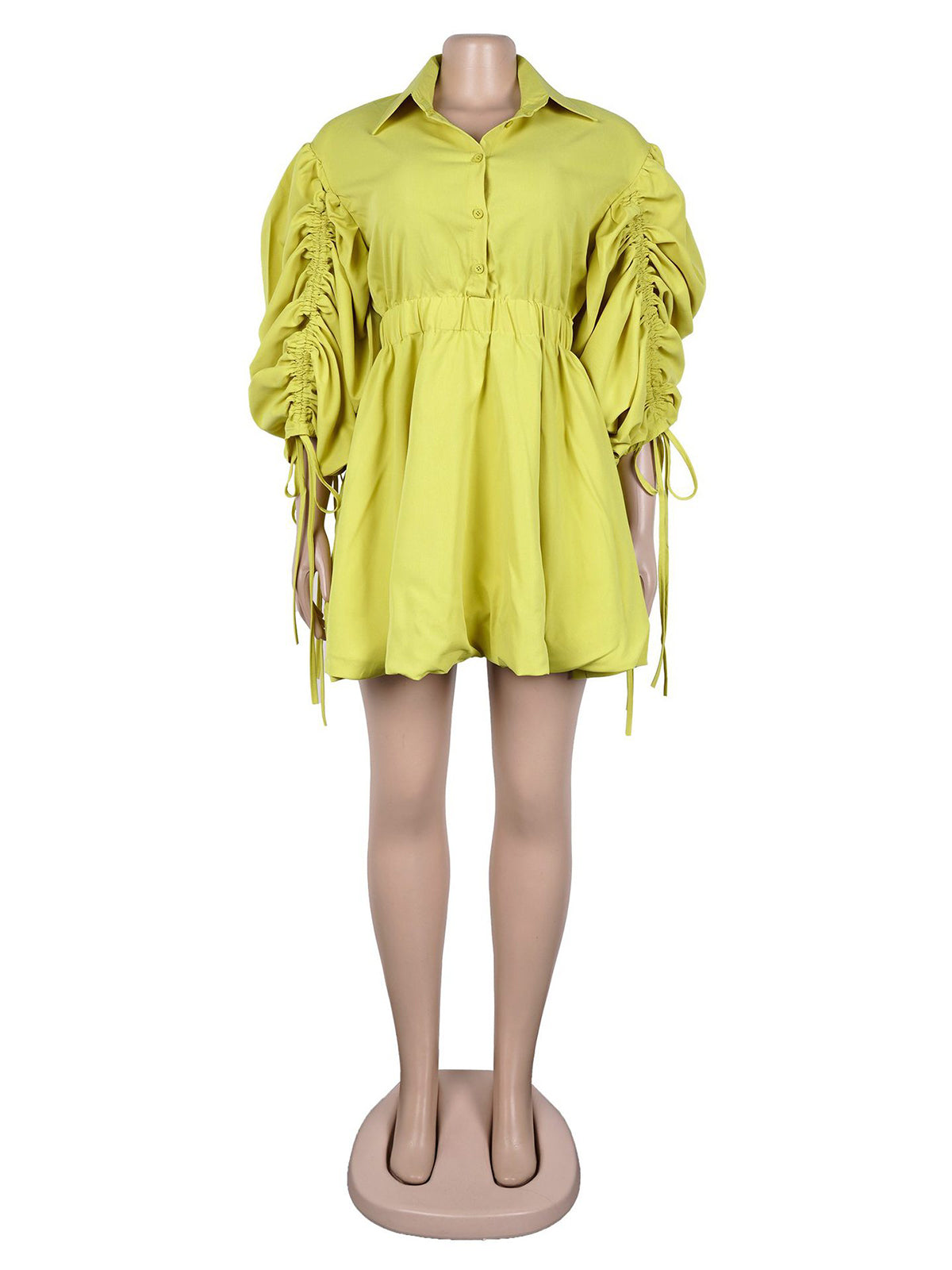 Plus Size Drawstring Cinched Waist Shirt Dress