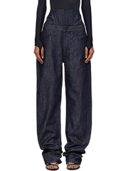 Casual Patchwork High Waist Corset Jeans