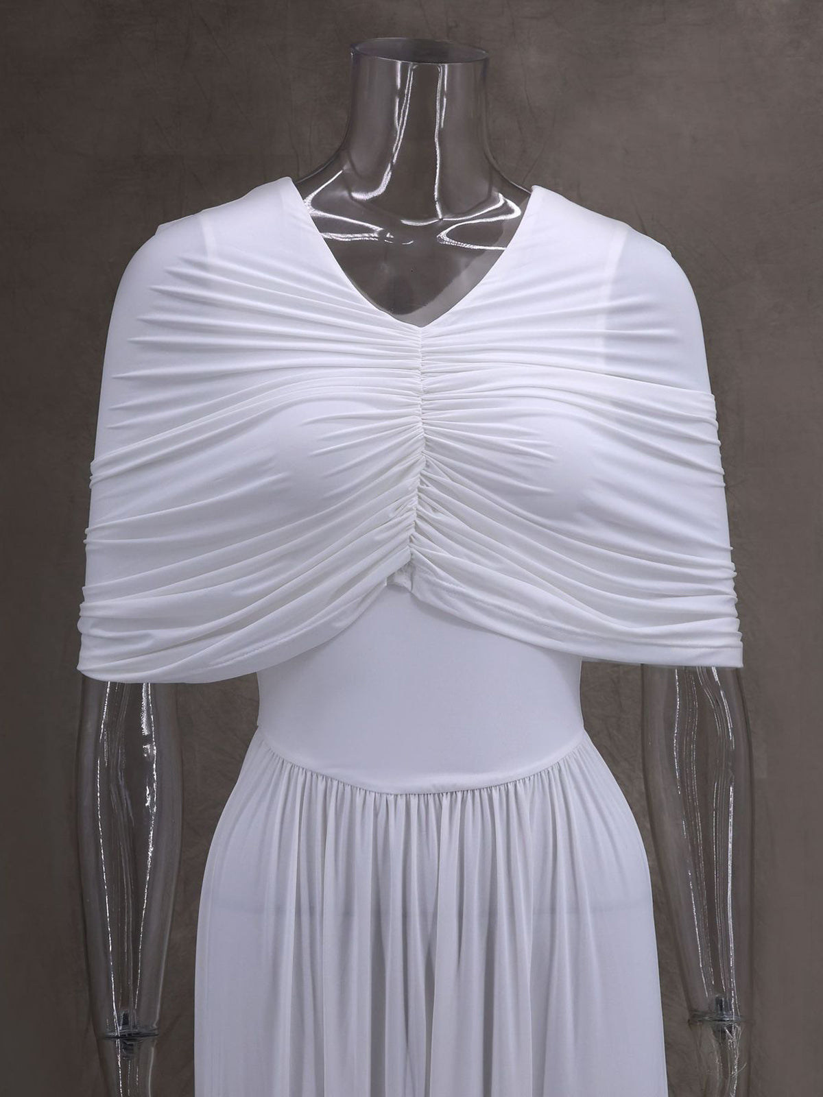 Elegant High Waist Cape Pleated Maxi Dress