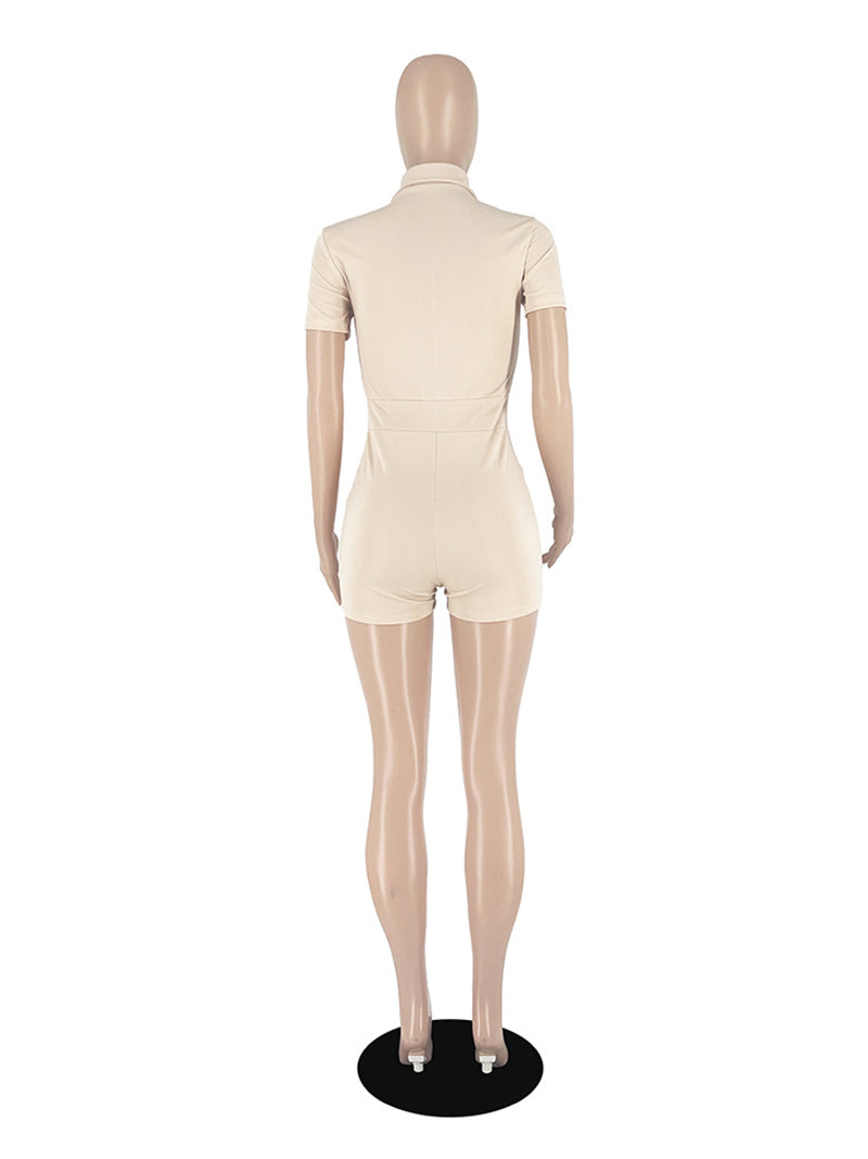 Casual Zipper Multi Pocket  Cargo Romper