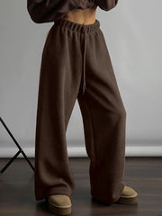 Low Rise Faux Shearling Wide Leg Pants