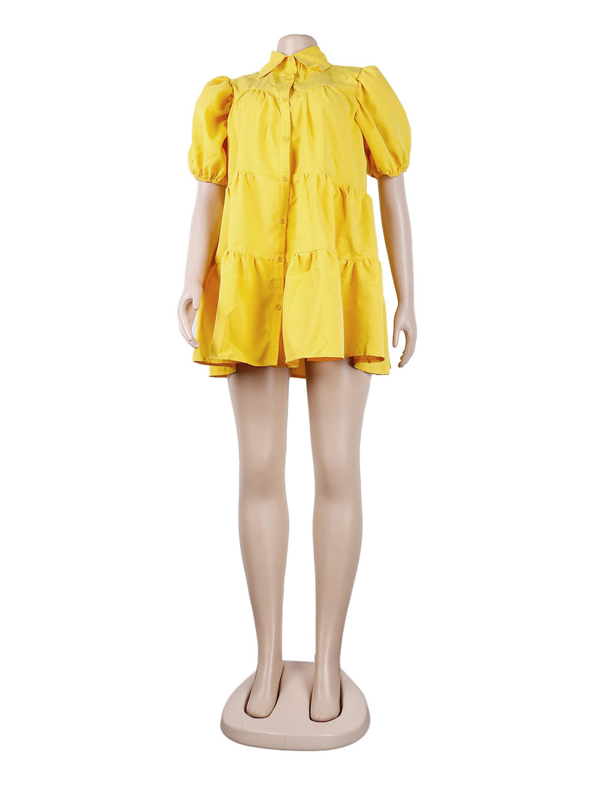 Casual Turn-down Collar Ruffle Loose Dress