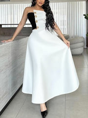 Elegant Contrast Color Tube Top And Long Skirt Sets