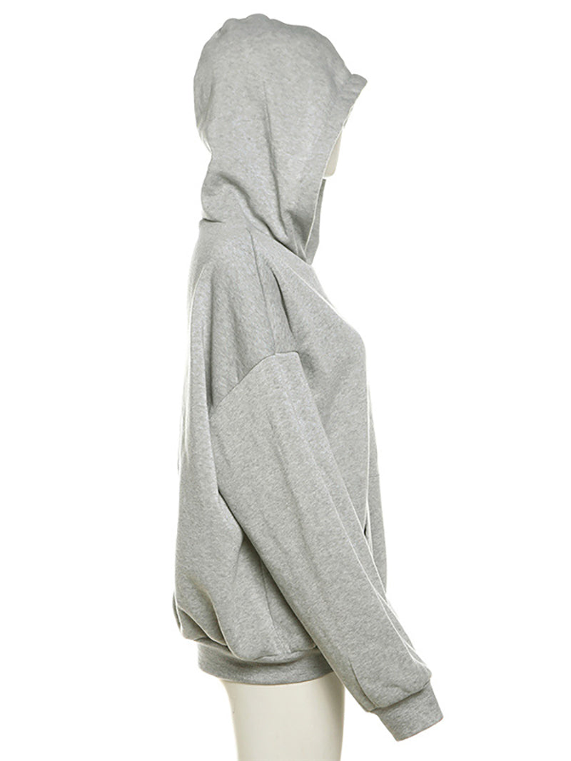 Casual Print Hooded Pocket Loose Hoodie