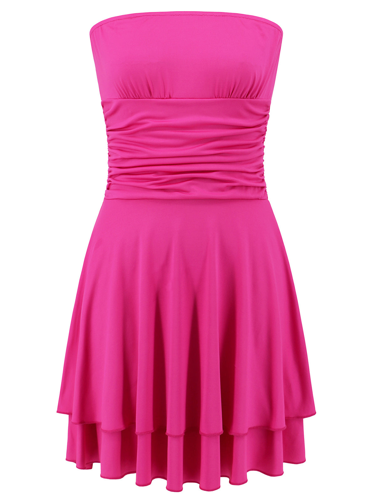 Sexy Strapless Pleated Cake Mini Clubwear Dress