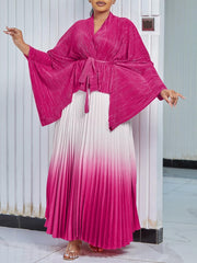 Ruched Top and Ombre Maxi Skirt Set-boutique