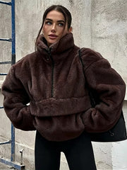Faux Fur Panel Oversized Sweatshirt-boutique