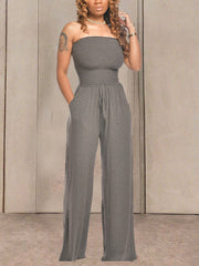 Elegant Chest Cinched Waist Wide Leg Jumpsuit
