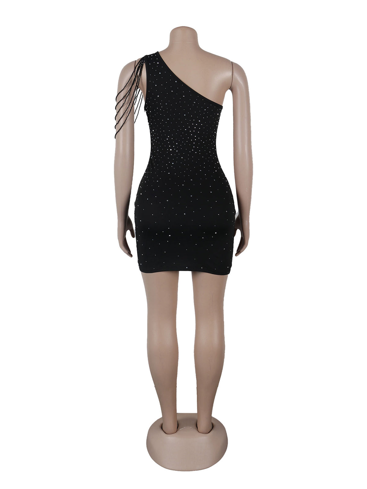 One-shoulder Hollow Out Rhinestone Bodycon Dress