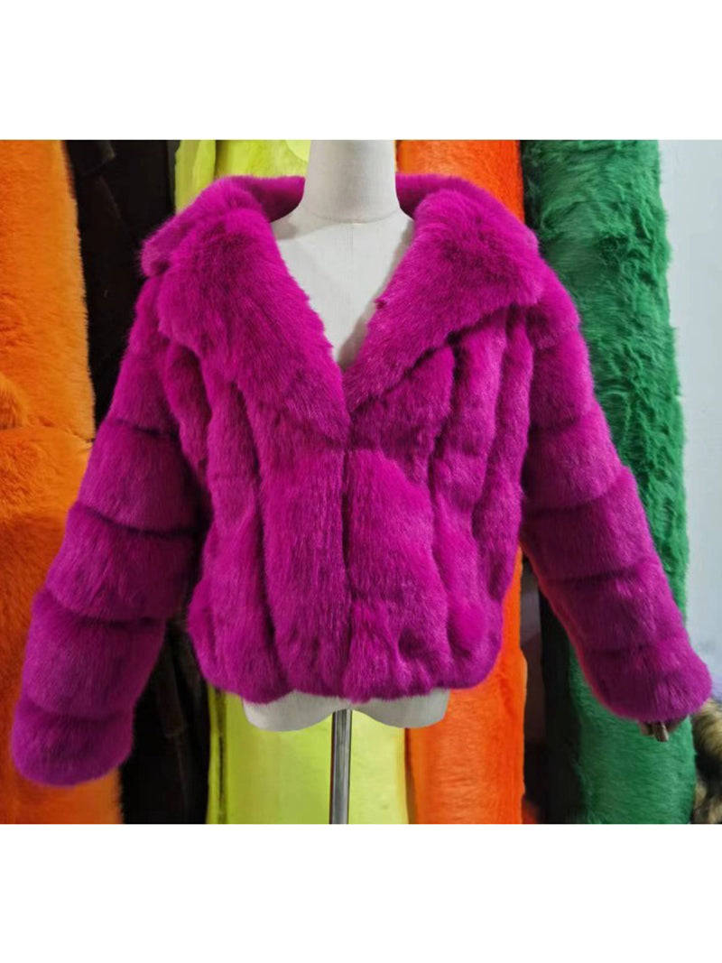 Fashion Faux Fur Suit Collar Jacket Coat