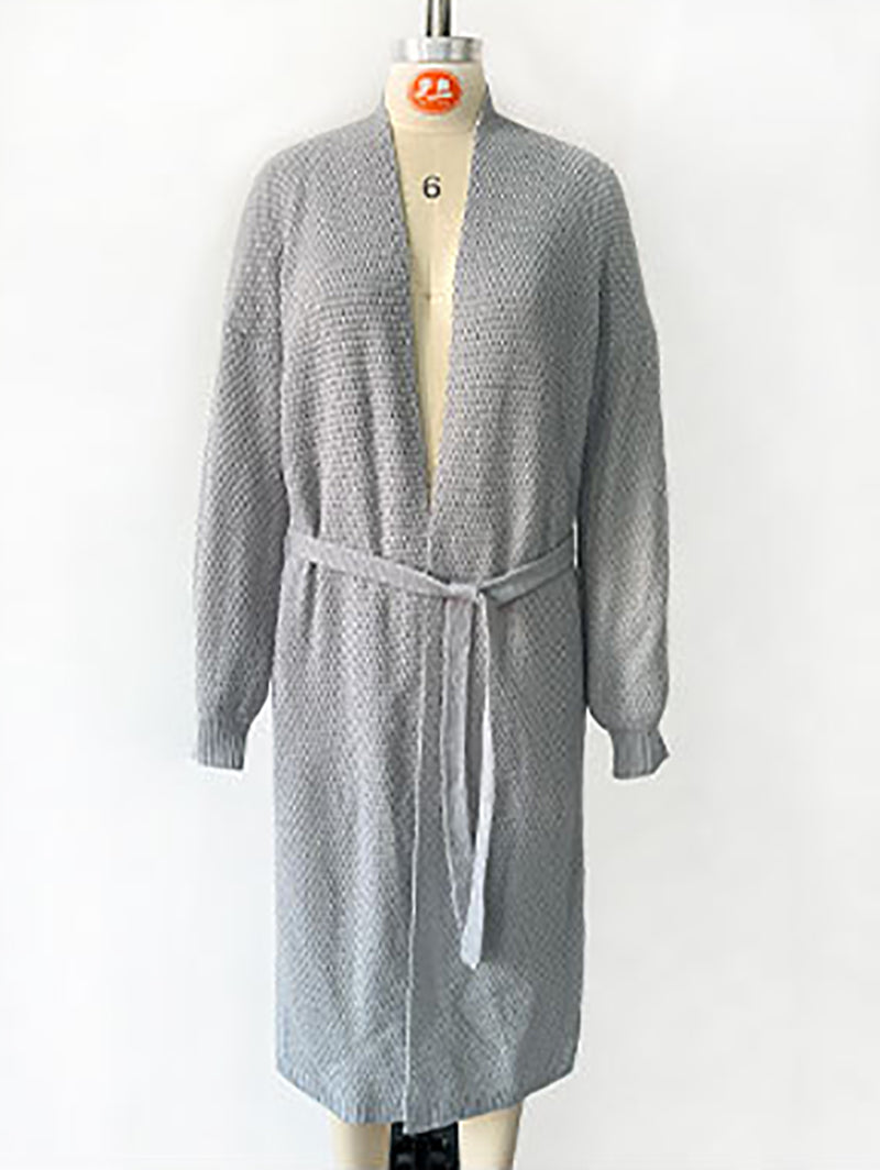 Solid Color Loose Knit Cardigan Coat