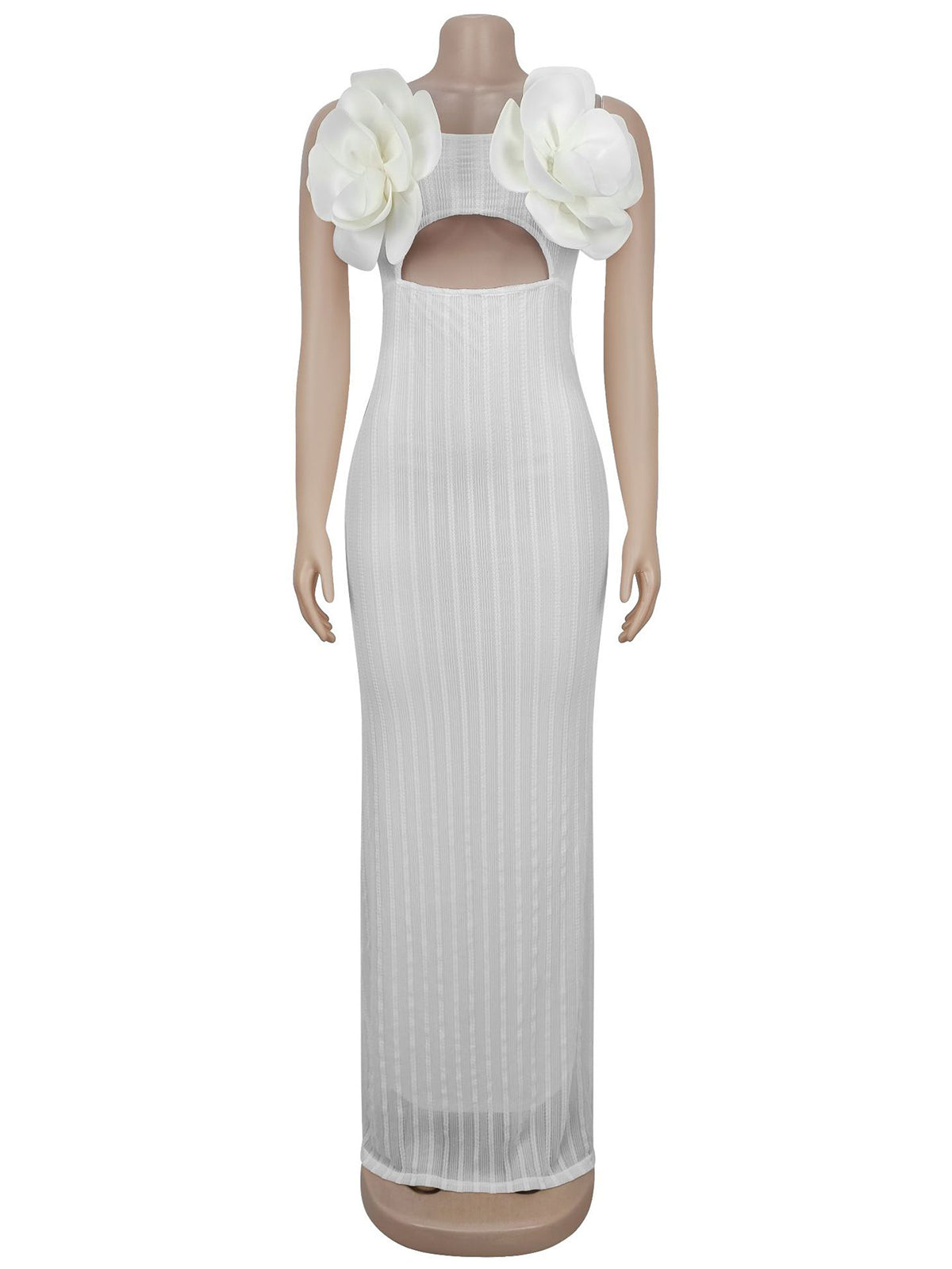Sexy Lace Flower Shape Spaghetti Strap Maxi Dress