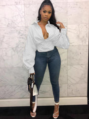 Balloon Sleeve Fitted Blouse