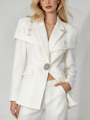 Rhinestone Asymmetric Blazer-boutique