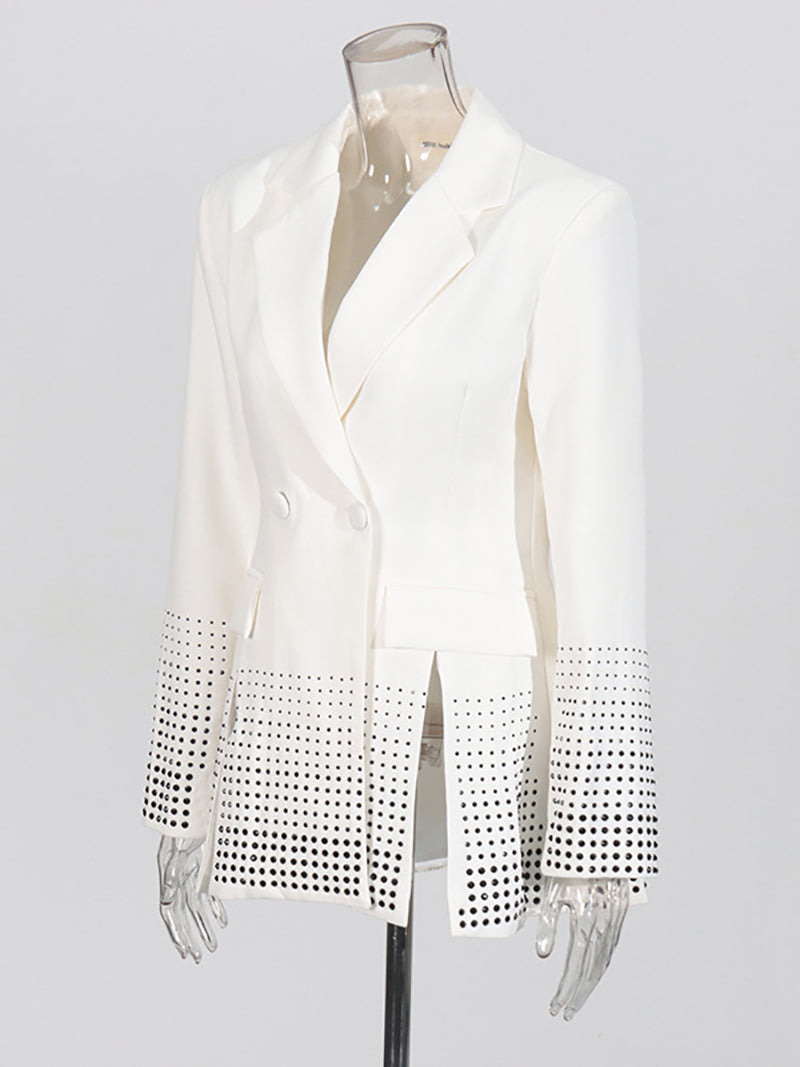 Fashion Rhinestone Split Hem Blazer