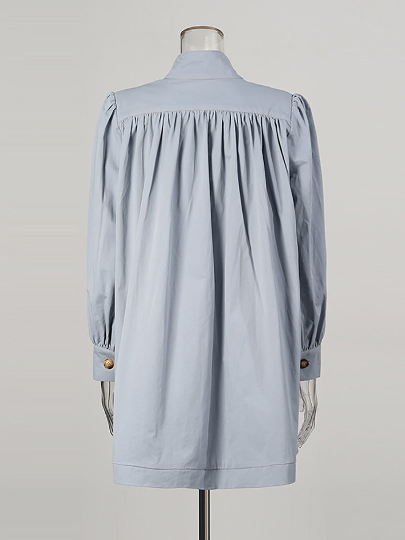 Fashion Stand Collar Ruched Loose Casual Jacket