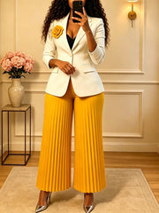 Blazer and Pleated Wide Leg Pants Set