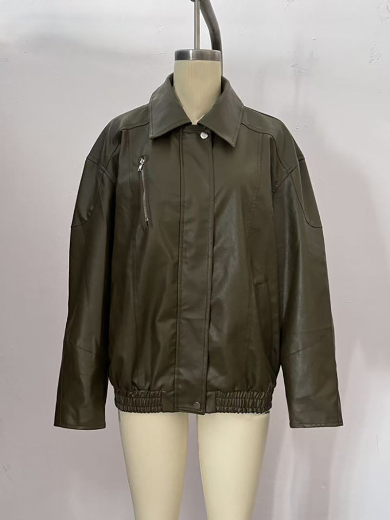 Casual Loose Faux Leather Jacket