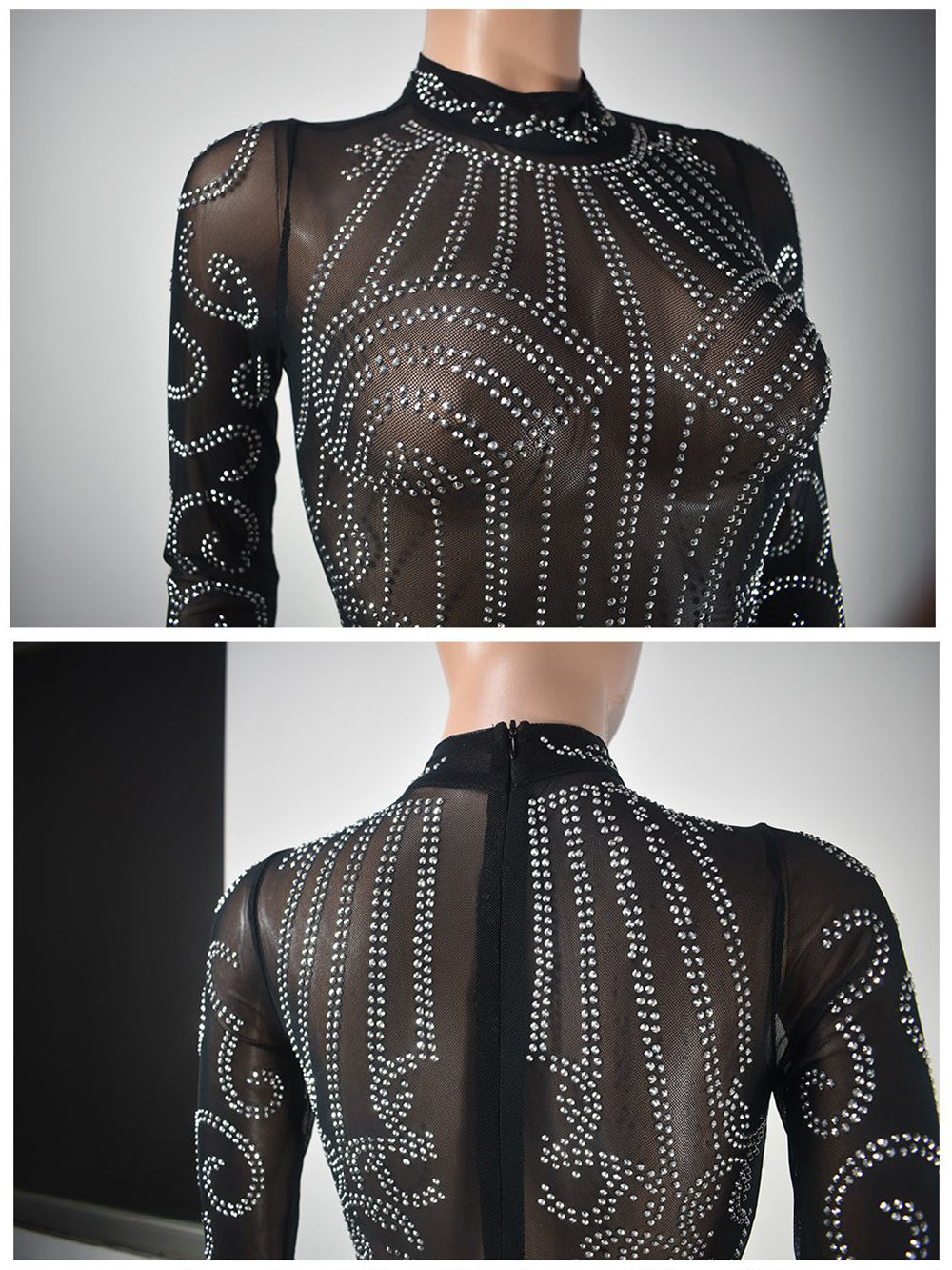 Sexy Mesh Sheer Rhinestones Jumpsuits