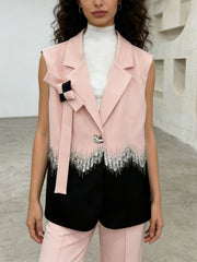Fashion Contrast Color Sleeveless Blazer Waistcoat
