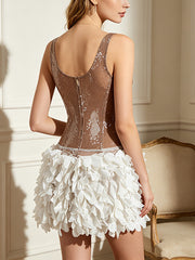Elegant Sleeveless Sequin Petal Slim Mini Dress