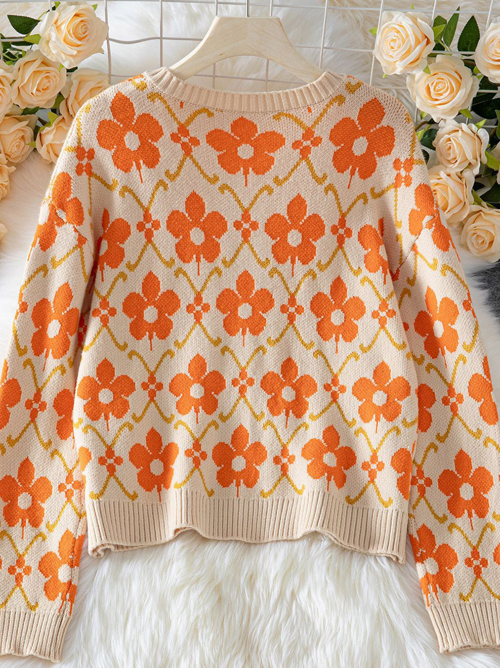Casual Round Neck Button Knit Cardigan Sweater