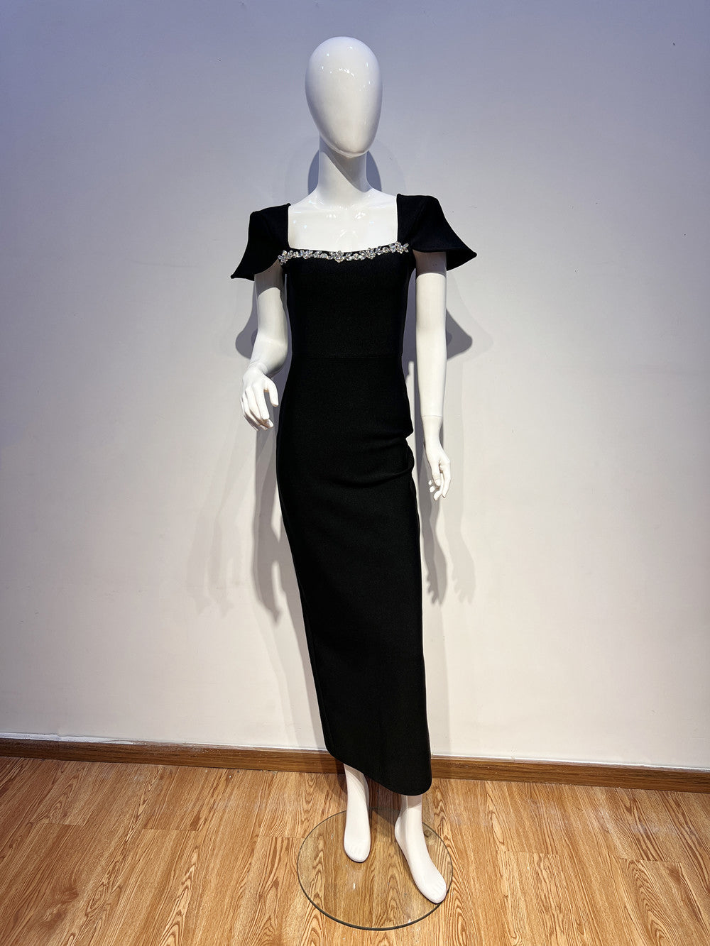 Sexy Rhinestone Square Neck Slim Party Dress