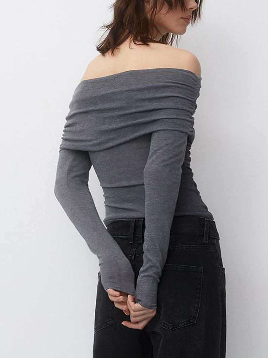 Fashion Knit Off Shoulder Full Sleeves Top