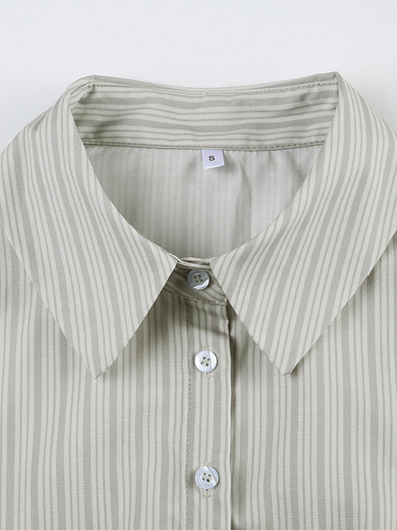 Casual Stripe Blouse Long Sleeve Slim Fit Shirt