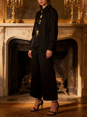 Elegant Single-breasted Shirt And Pants Casual Set