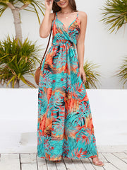 Sexy Suspenders Print Maxi Dress