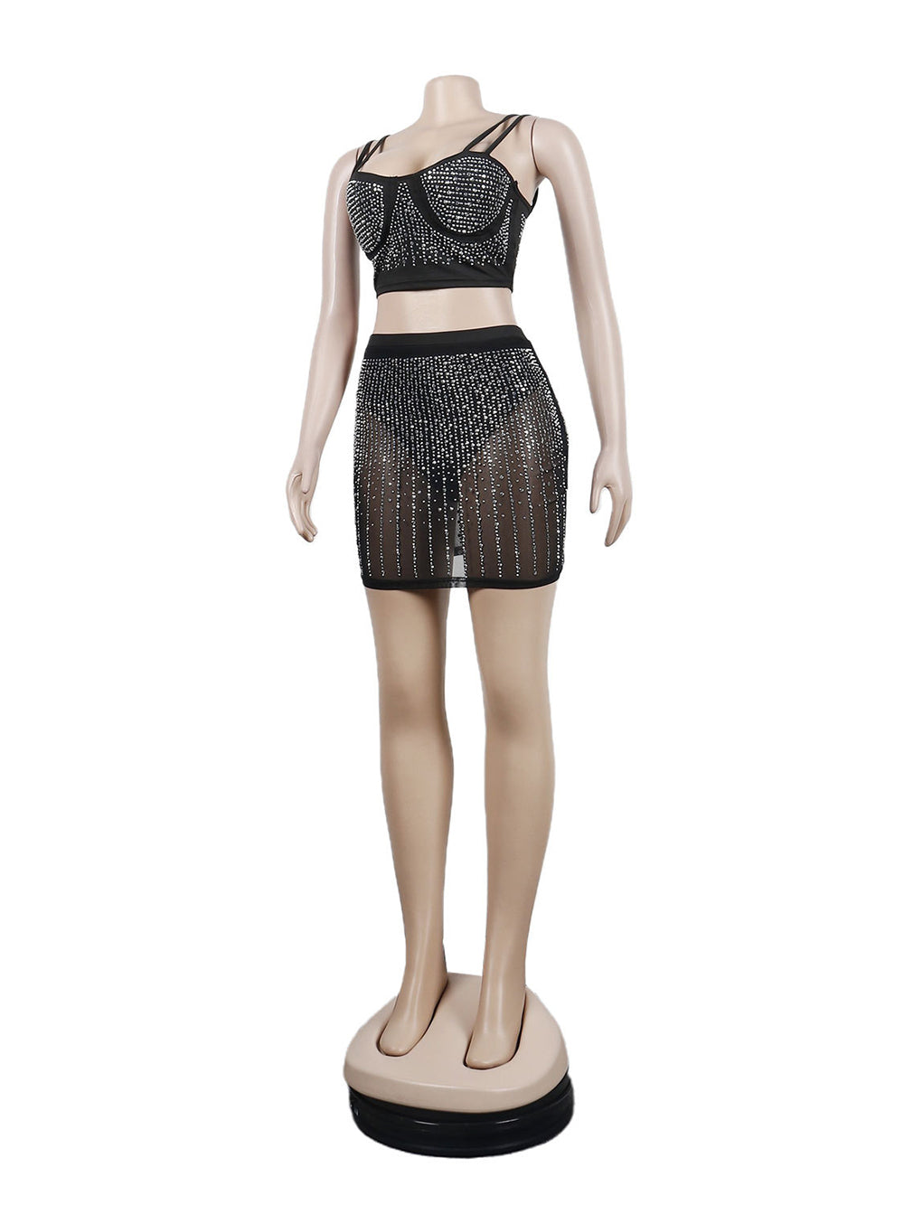 Rhinestone Club Party Package Hip Skirt Sets