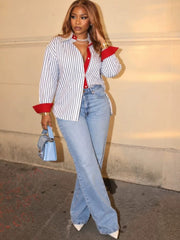 Contrast Stripe Collared Shirt