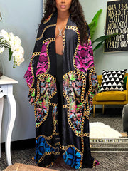 Fashion Print Loose Beach Cover-up Coat