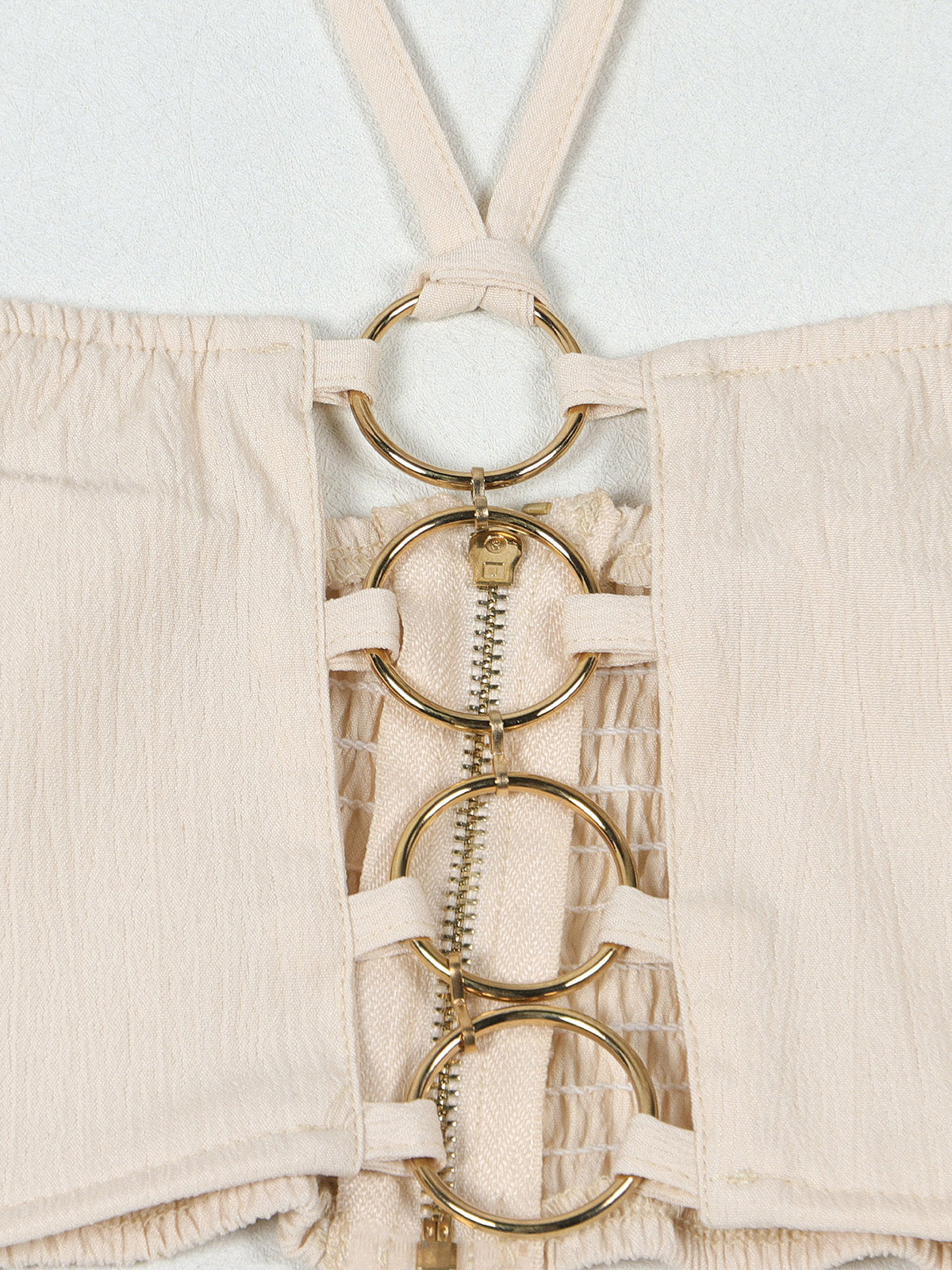 Sexy Metal Ring Hollow Crop Top Wide Leg Pants Sets