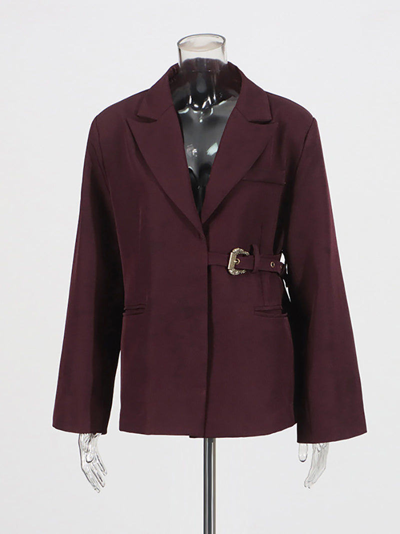 Fashion Irregular Decorative Buckle Blazer