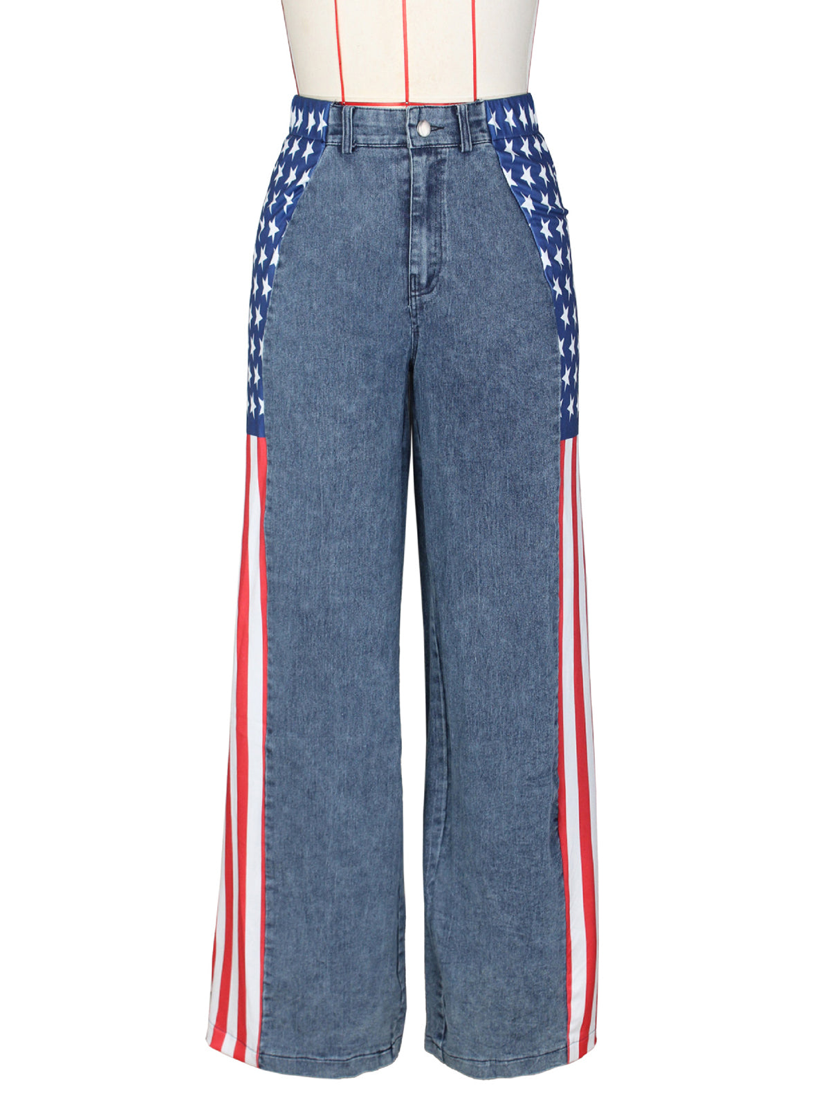 Newest American Flag Print Stretch Jeans