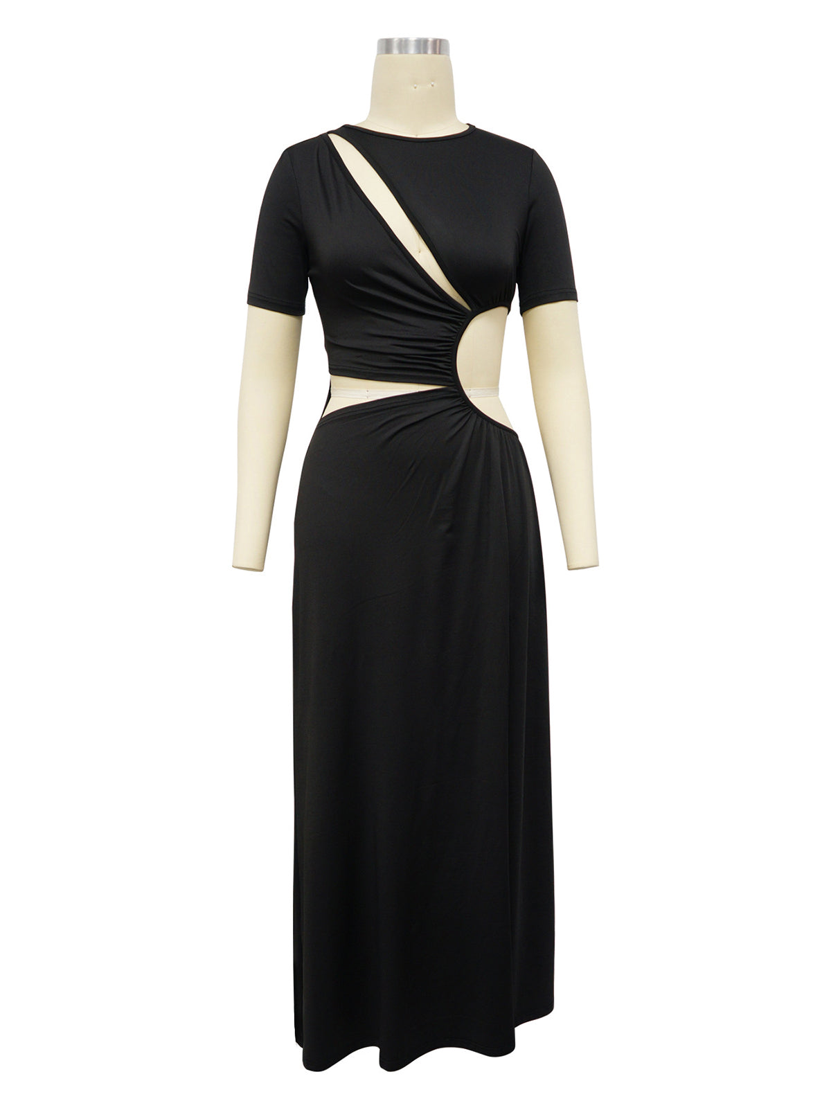 Sexy Hollow Waist Irregular High Slit Maxi Dress