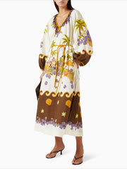Printed Lantern Sleeve Resort Maxi Dress-boutique