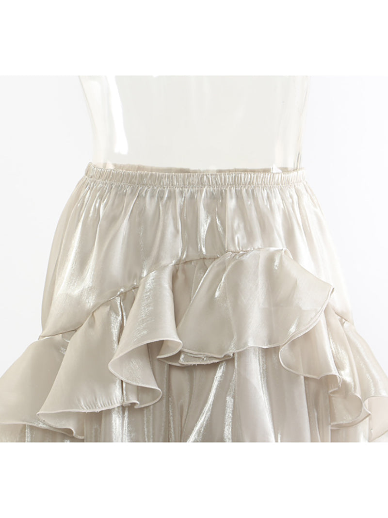 Elegant Glossy Ruffled Goldfish Skirt