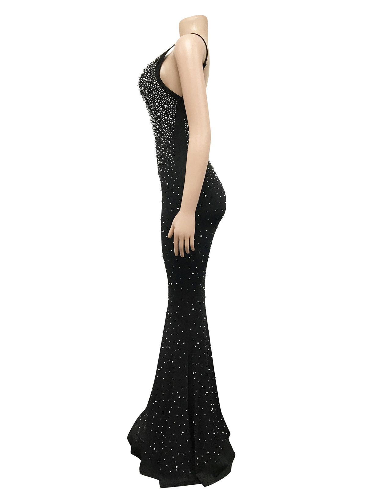 Sexy Spaghetti Strap Backless Rhinestones Evening Dress