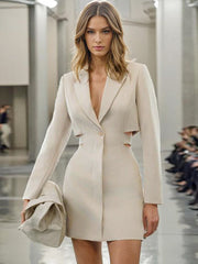 Cutout Waist Tailored Blazer-boutique