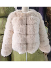 Classy Cropped Faux Fur Warm Jacket Coat