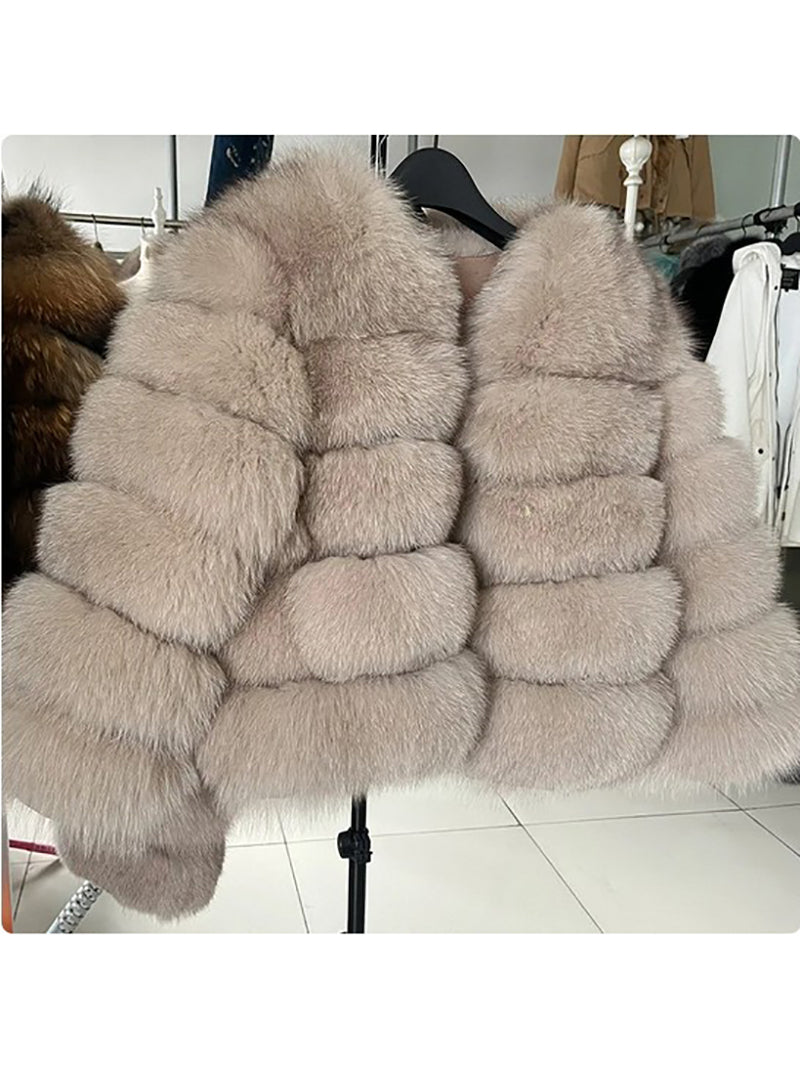 Classy Cropped Faux Fur Warm Jacket Coat