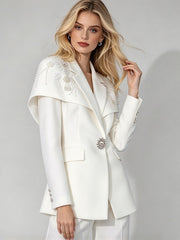 Rhinestone Asymmetric Blazer-boutique