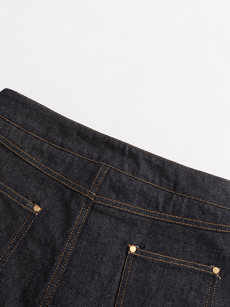 Fashion Single-breasted High Waist Denim Skirt